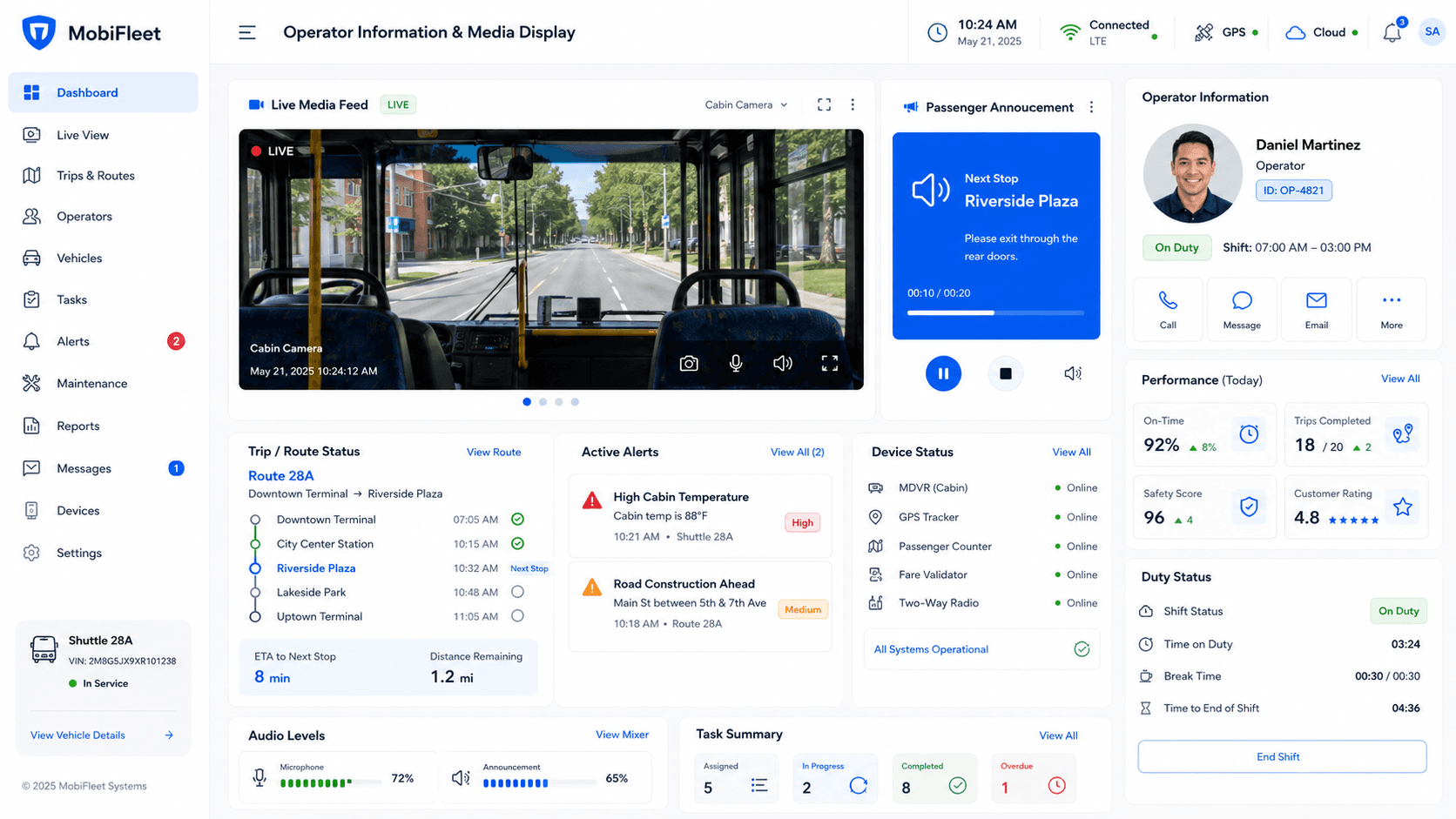 In-Vehicle Audio & Video Systems - Operator information and media display