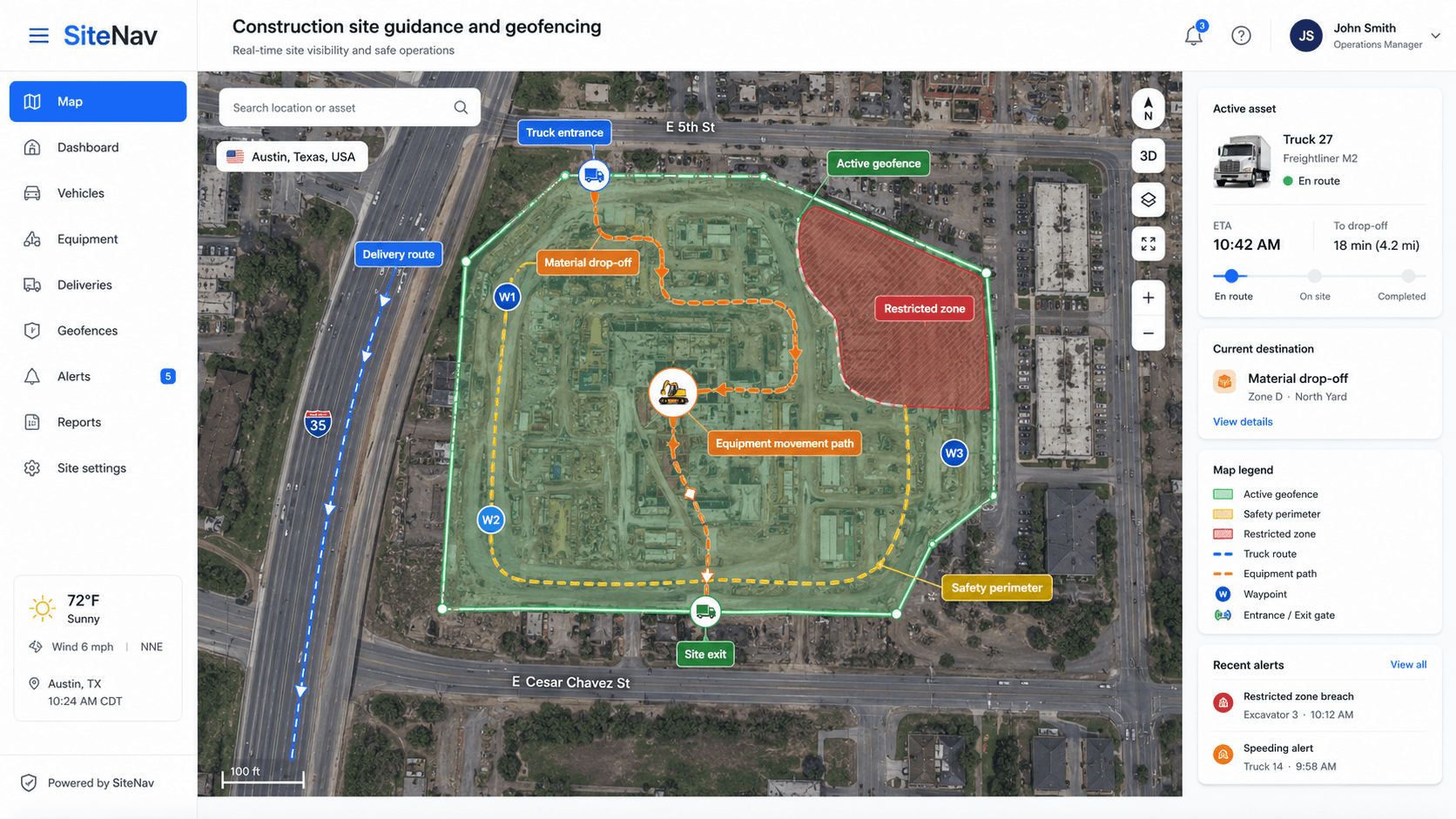 Smart Navigation - Construction site guidance and geofencing