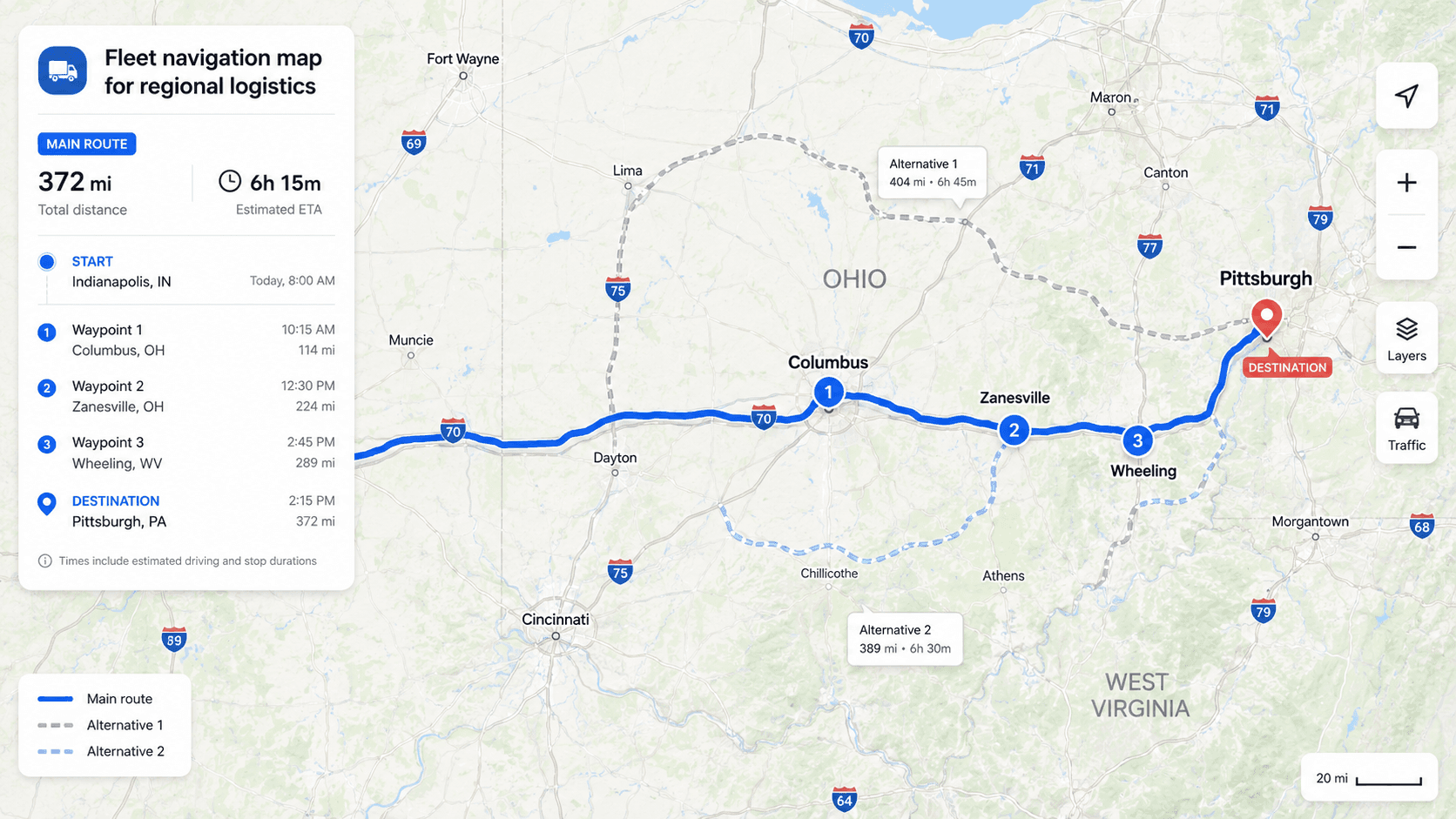 Smart Navigation - Fleet navigation map for regional logistics
