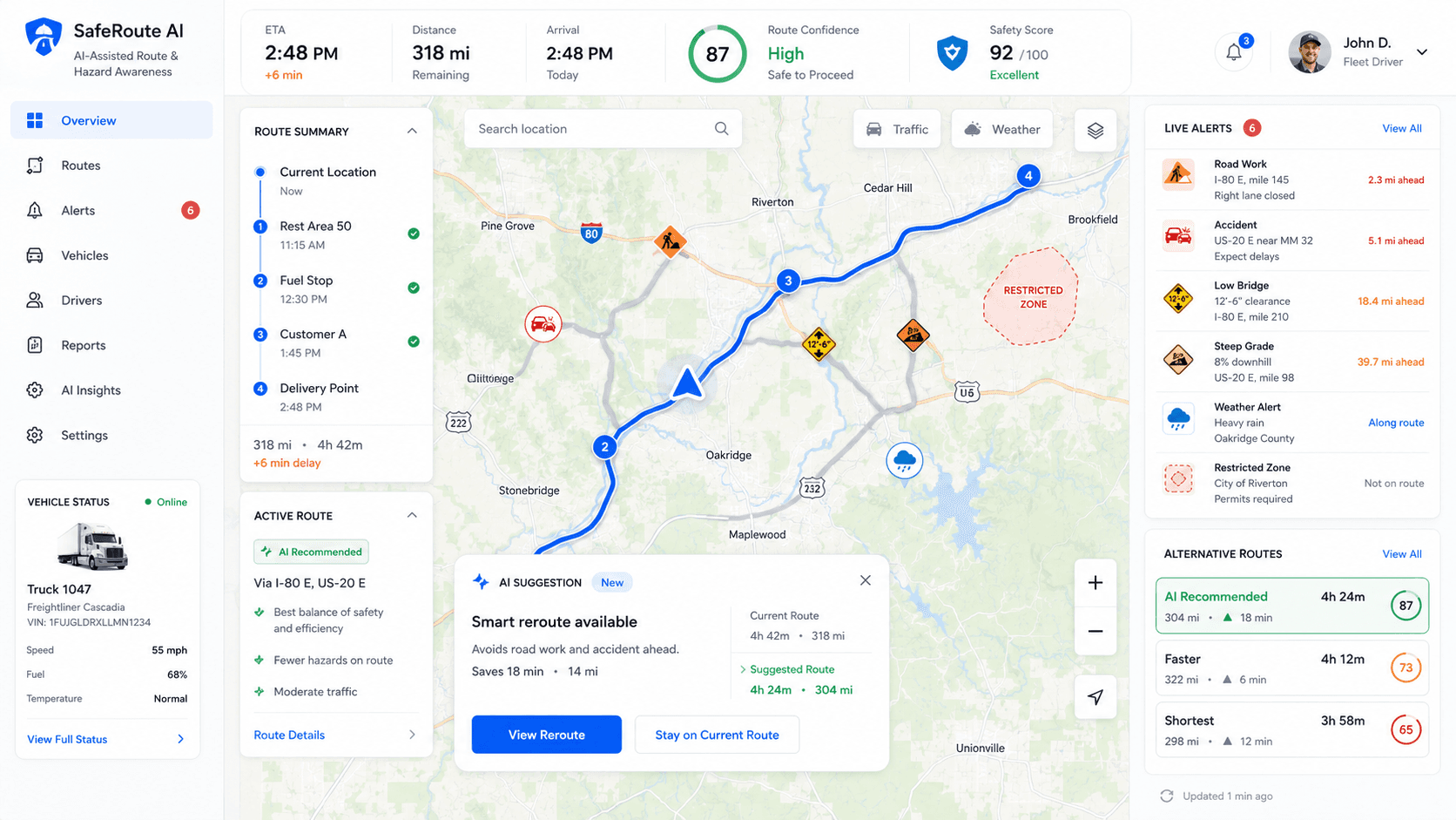 Smart Navigation - AI-assisted route and hazard awareness